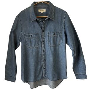 MADEWELL Women’s Size Large Blue Botton Down Long Sleeve Shirts Pockets